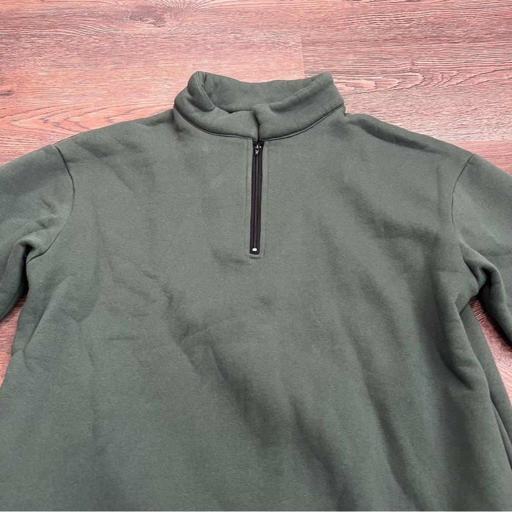Women’s Green Quarter-Zip Sweater Dark Green Size Small Fleece - Picture 2 of 6